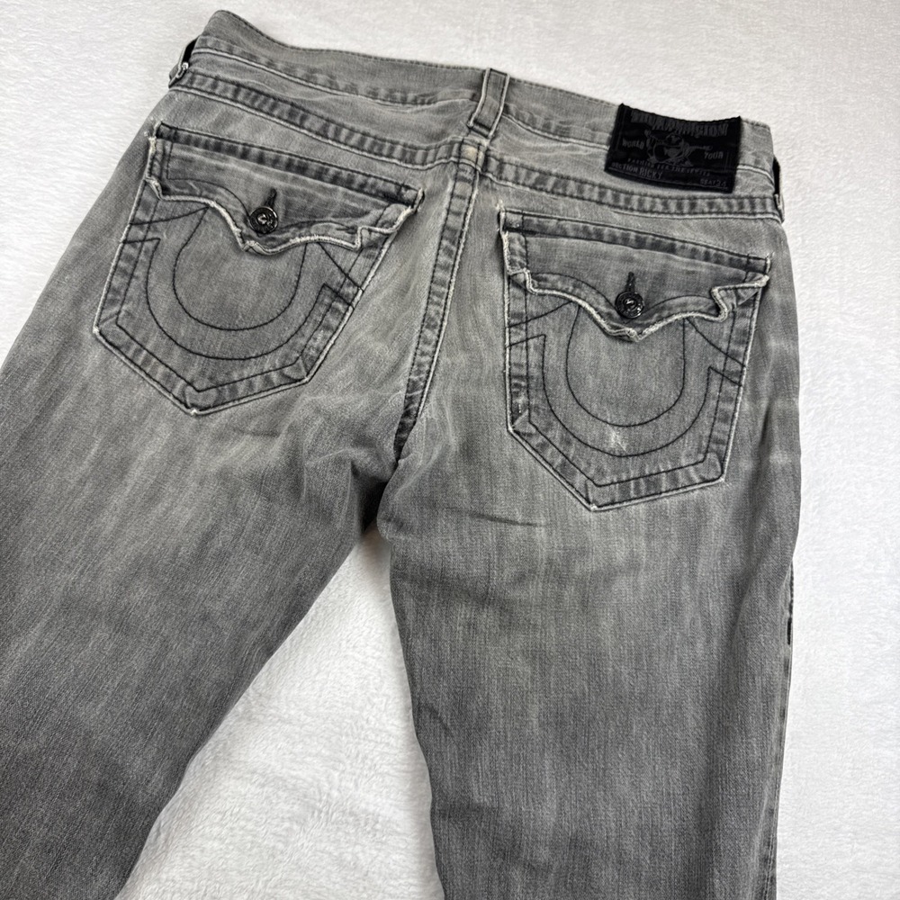 Vintage True Religion Ricky World Tour Jeans Mens 31 Gray Made USA Y2K Straight